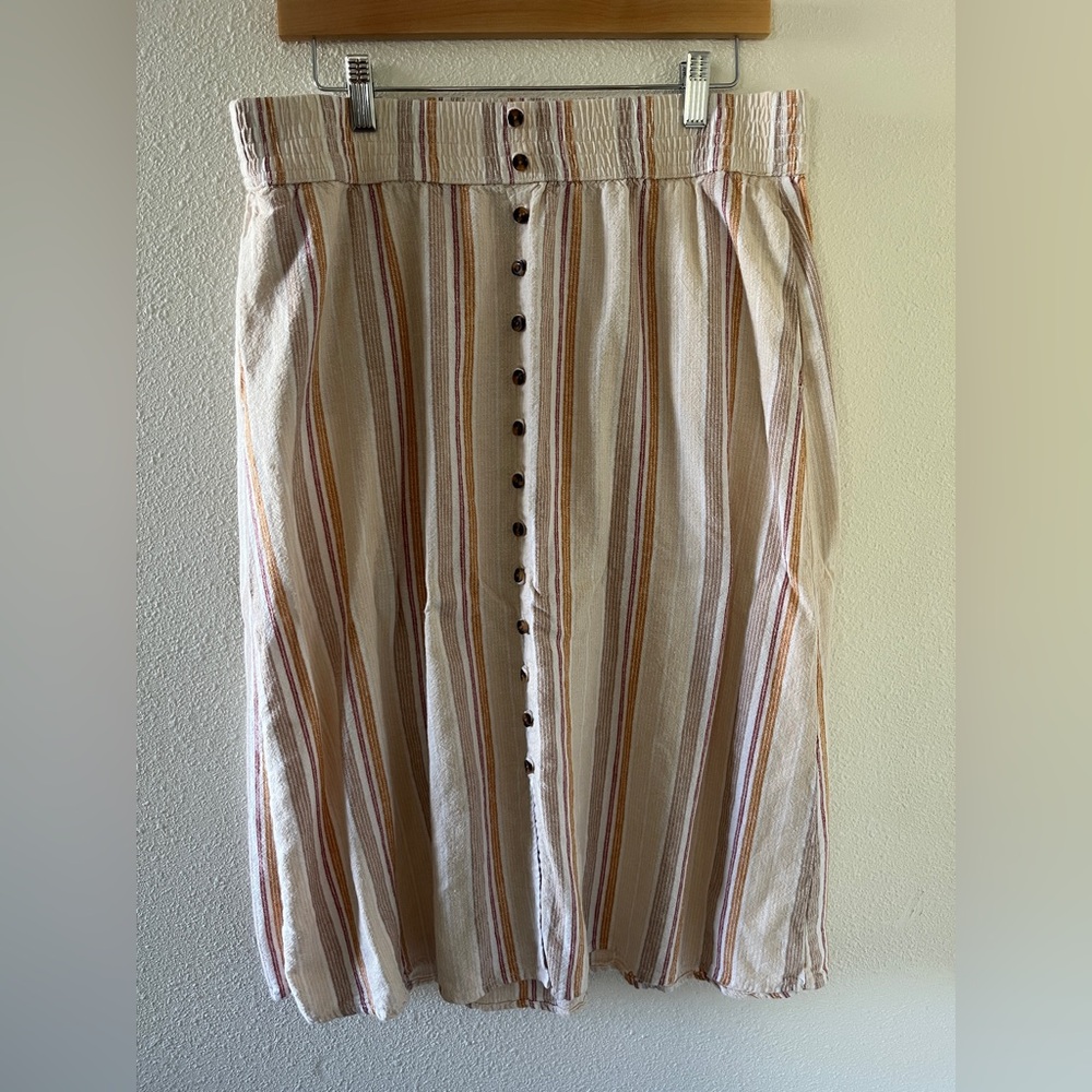 Sonoma Linen Blend Button Down Striped Skirt